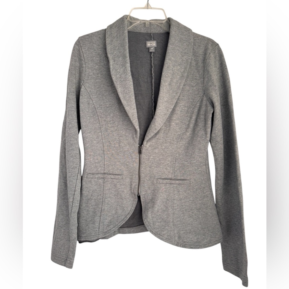 CONVERSE Gray Women's Cotton Blazer M Fitted Sweater Jacket